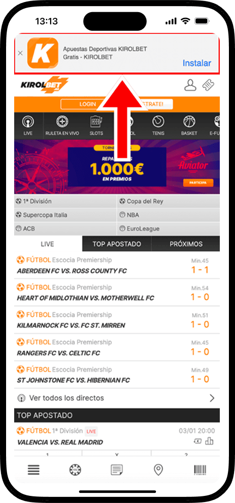 Descarga de la aplicación Kirolbet Casino